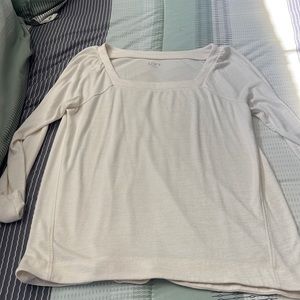 Lift cream color long sleeve square neck shirt